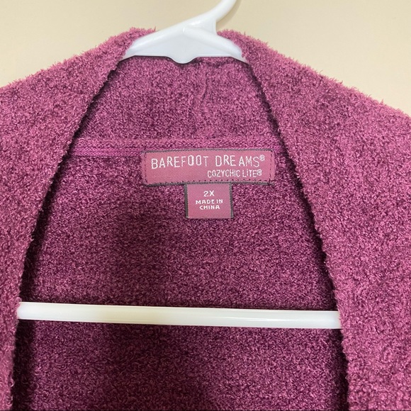 Barefoot Dreams CozyChic Lite Knit Island Wrap Open Front Burgundy Plus Size 2X - Picture 10 of 15